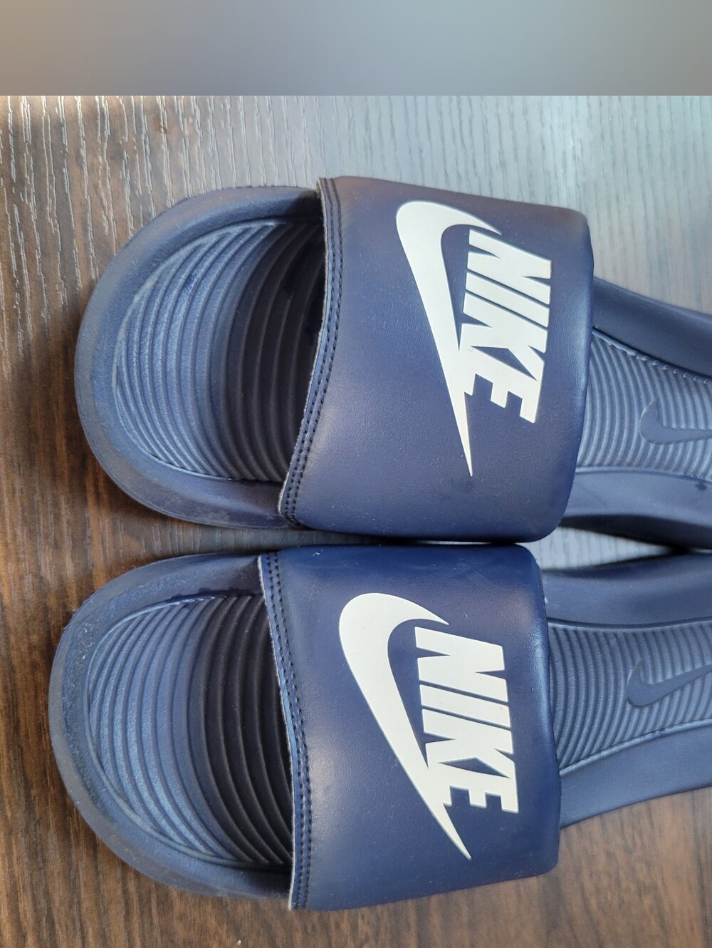 Nike Victori One Navy Slides Mens Size 9 Comfort Gym Casual Slip On Athleisure